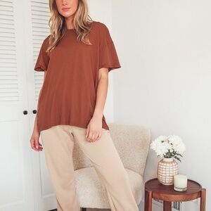 Lulus Brand New Day Rust Red Oversized Tee - Size S